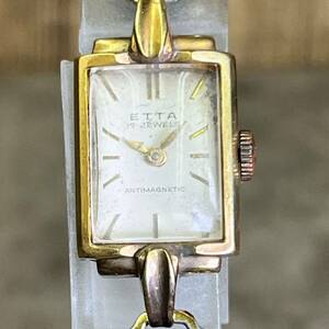 18K 0.750 ETTA 17 jewels antimagnetic 腕時計 手動巻き レディース ジャンク 金 エタ アンティーク レア