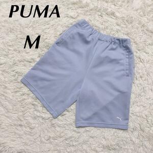 YT0371 100円スタート♪ PUMA プーマ ロゴ刺繍 ハーフパンツ Mサイズ トレーニングパンツ ロゴサイドライン