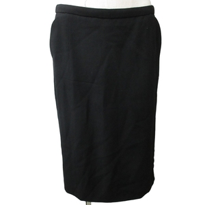 アルマーニ コレツィオーニ ARMANI COLLEZIONI ウール スカート ひざ丈 黒 ブラック 44 約XLサイズ IBO47