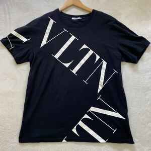 【極美品・最高峰ライン】VALENTINO ヴァレンティノ Tシャツ 半袖 トップス カットソー ブラック VLTN ロゴ Mサイズ L相当 黒 