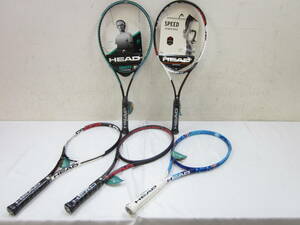 ⑦ HEAD ヘッド SPEED PRO スピード プロ GRAVITY CPI400 等 硬式 テニスラケット 5本セット 在庫品 デッドストック 0604261411
