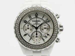 【 シャネル CHANEL 】 J12 クロノ H1007 アフターダイヤベゼル 41mm 白セラミック/SS 自動巻 デイト メンズ 新着 70176-1