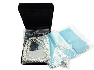 貝パール2点セット 人工真珠 ネックレス 8mm玉＋イヤリング ケース付き ホワイト
