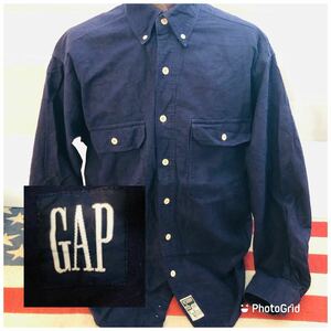 オールドギャップ　GAP M コットン　ネルシャツ　ネイビー