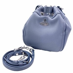 【中古】 Vivienne Westwood ヴィヴィアン 505977818 CHRISSY バケットバッグS ブルー 巾着型 24011310MK