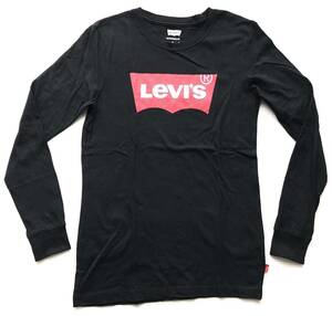 リーバイス キッズ152-158 ビッグロゴ デカロゴ 長袖Tシャツ　　ロンT Levis Kids ブラック 玉5371