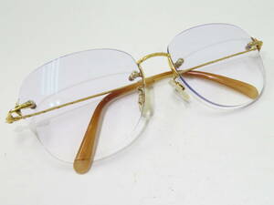 16696　ロ605-206　K18 眼鏡　刻印 あり　総重量約23ｇ　メガネ　アイウェア　ツーポイント　リムレス　金属フレーム　中古　60