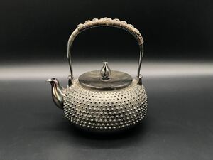 煎茶道具 銀瓶 純銀 湯沸 霰紋 金属工芸 茶道具 