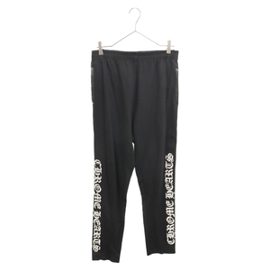 CHROME HEARTS クロムハーツ TRACK PANTS/トラックパンツ サイドクロスボールレザー切替トラックロングパンツ M ブラック