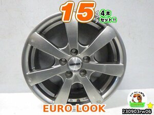 【中古】EURO LOOK/シルバー/スポーク/M14球面/15x6.5J+38/100/5H/ワーゲン:ゴルフ4,ゴルフ4ワゴン,ボーラ,ニュービートル,ポロ(9N,6R,AW)