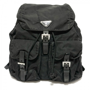 プラダ PRADA リュックサック/バックパック B6677 - ナイロン×レザー 黒 巾着型 バッグ