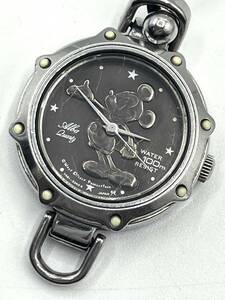 【電池切れ】SEIKO セイコー ALBA アルバ クォーツ 腕時計 黒文字盤 ミッキーマウス ラウンド ケースシルバー レディース Y481-0700