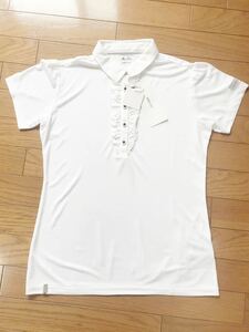 C 新品タグ付き adipure アディピュア ポロシャツ スポーツウェア Lサイズ 白 ホワイト