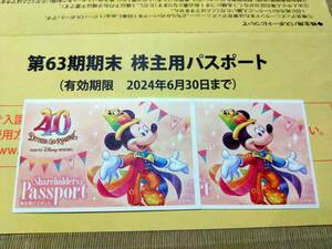東京ディズニーリゾート　株主用パスポート２枚　有効期限 2024.06.30 まで