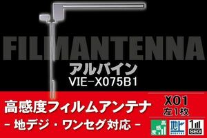 地デジ ワンセグ フルセグ L字型 フィルムアンテナ 左1枚 アルパイン ALPINE 用 VIE-X075B1 対応 フロントガラス 高感度 車