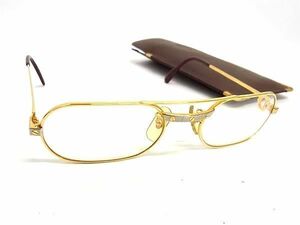 1円 ■美品■ Cartier カルティエ 130 サントス メガネ 眼鏡 めがね レディース メンズ ゴールド系 FC3796