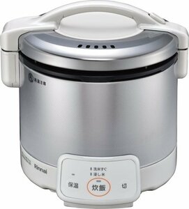 都市ガス　リンナイ 家庭用ガス炊飯器 0.54L 0.5～3合 ジャー付 RR-030VQ(Ｗ) グレイッシュホワイト