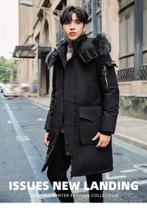 新作 お色選択可 上質 メンズダウンジャケット フード付き ロングコート 厚い暖かい防風防寒 オシャレロング丈ハンサム ブラック S-3XL