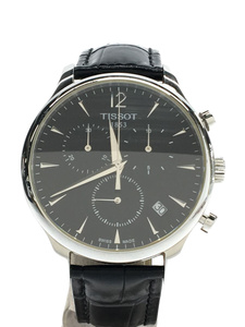 TISSOT◆クォーツ腕時計/アナログ/レザー/BLK/T063617A