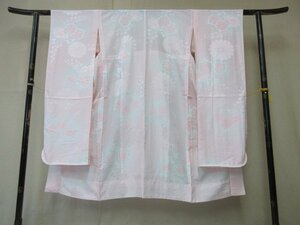 1円 良品 正絹 長襦袢 振袖用 式典 和装 桃色 暈し グラデーション 桐 菊 花柄 おしゃれ 袖無双 身丈122cm 裄64cm【夢職】★★★