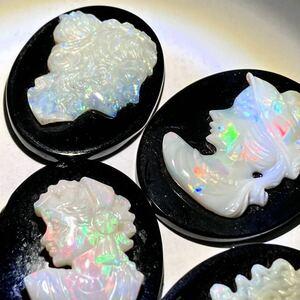 〔オパールカメオ5点おまとめ21.5g〕a 裸石 ジュエリー jewelry opal cameo 貴婦人 ブローチ 彫刻 作家物 