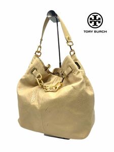 TORY BURCH トリーバーチ　ハンドバッグ　ショルダーバッグ　大容量　レザー　ベージュ　チェーン　レディース