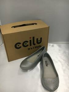 新品未使用品 ccilu milano パンプス フラットシューズ シルバー 銀色 23㎝ スリッポン レインシューズ