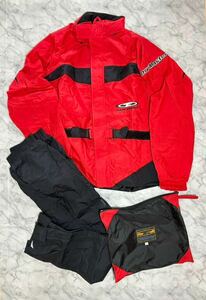 OR6】 RSタイチ DryMaster レインスーツ 上下 セットLサイズ RAIN BUSTER Waterproof&Breathable ドライマスター Taichi 赤 黒 