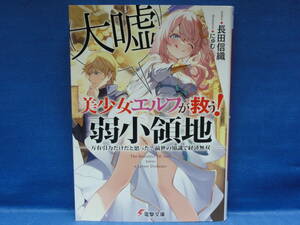 美少女エルフ(大嘘)が救う! 弱小領地 ~万有引力だけだと思った? 前世の知識で経済無双~　長田信織　にゅむ　電撃文庫　初版