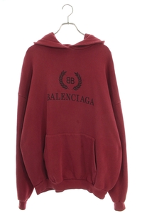 バレンシアガ BALENCIAGA 19SS 556111 TDV04 サイズ:M BBロゴオーバーサイズプルオーバーパーカー 中古 BS55