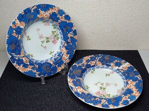 41519 美品 HAVILAND LIMOGES DAMMOUSE 2p アビランド リモージュ ダムーズ スープ皿 2点 直径約20cm