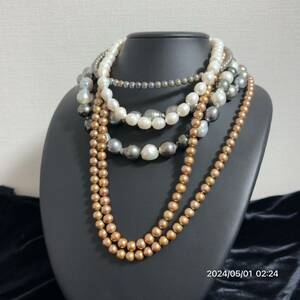 1000円〜　美品　まとめ　pearl パール 真珠 本真珠 南洋真珠　バロックパール　ネックレス　5本セット　総重量 約369g 送料無料