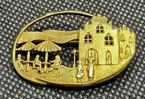 K&L-Kordes & Lichtenfels Germany 彫金ブローチ　gold plate 金張り 3.7cm ヴィンテージ アクセサリー