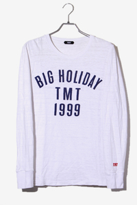 TMT ティーエムティー L/SL COTTON SLUB SINGLE JERSEY コットン スラブ シングル ジャージ プリント 長袖Tシャツ XL WHITE ホワイト TCS