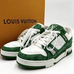 【即完売 美品】ルイヴィトン トレイナー スニーカー 6 25cm 緑 LOUIS VUITTON シグネチャー モノグラム ヴァージルアブロー 激レア 限定