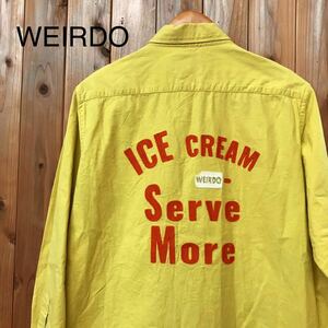 WEIRDO CROWN-UP◆ウィアード＊コットンシャツ 長袖 トップス カットソー 18-SS ICEMANIA ボタンダウン 無地 イエロー系 メンズ size M