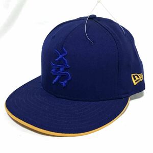 【デッドストック】90s NEWERA 59FIFTY USA製 ニューエラ MLB NYヤンキース 漢字ベースボールキャップ 7 1/4（57.7㎝）青 黄色 新品 レア
