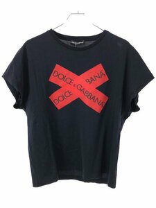 DOLCE&GABBANA ドルチェ＆ガッバーナ 19SS クロスラベルロゴTシャツ ネイビー 44 G8ID3T/G7QTR ITG14AQ4BO1A