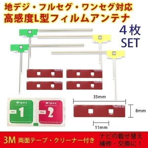 AVIC-ZH0077W AVIC-ZH0999W 用 カロッツェリア L型 フィルムアンテナ 両面テープ クリーナー セット waLF4CL_FS03