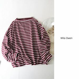 超美品☆2022AW☆ミラオーウェン Mila Owen☆洗える【LEE掲載】ハイネックボーダーTシャツ 1サイズ☆A-O 0735