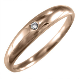 指輪 オーダーメイドマリッジリングにも ダイアモンド 1粒 石 k18ピンクゴールド 4月誕生石