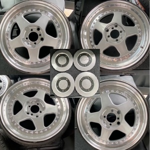 ☆希少☆　OZ　フッツーラ　リバレル品　17インチ　４穴　PCD100　6.5J　フロント+56　リア+26　165/35R17　ルッチー二新品タイヤ付