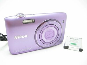 ★ハローカメラ★ 0258 Nikon COOLPIX S3500 パープル (2000万画素) 撮影.再生OK/おまけ充電池付 動作品 1円スタート 即決あり