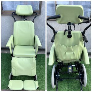 いうら フルリクライニング車椅子 介護用品 RJ-360 レザー グリーン 車いす