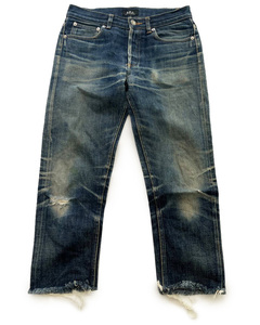 鬼ひげ 【A.P.C. ダメージデニム】 サイズ27 USED ビンテージ 色落 アーペーセー ボロ系 ★ LB denim LEE リーバイス Levi