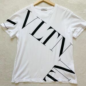 【極美品・最高峰ライン】VALENTINO ヴァレンティノ Tシャツ 半袖 トップス カットソー ホワイト VLTN ロゴ Sサイズ M相当 白T