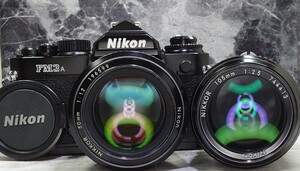 【終活コレクション整理】 Nikon FM3A 黒 美品＋Ai NIKKOR 50mm f1.2 シンデレラ＋105mm f2.5 単焦点2本セット 各動作良好 露出計OK ニコン