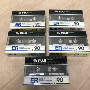 FUJI フジカセットテープ ER 90 2本パック 5個セット 計10個 富士フィルム カセットテープ 未使用 未開封 デッドストック (A1425)