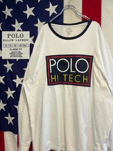 ★POLO RALPH LAUREN★ポロラルフローレン★POLO HI TECH★ポロハイテック★長袖Tシャツ★ロンＴ★ビッグロゴパッチ★ホワイト★白★XL★