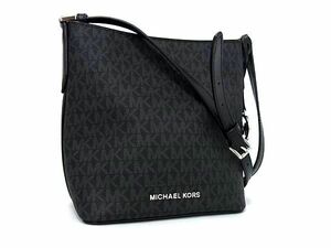 1円 ■新品同様■ MICHAEL KORS マイケルコース MK柄 PVC クロスボディ ショルダーバッグ 斜め掛け レディース ブラック系 FA6269